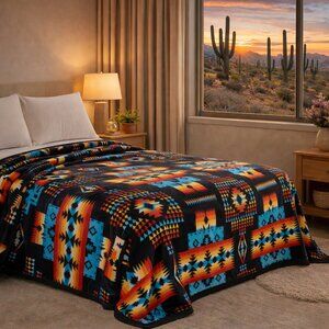Serafina Geometric Print / Aztec Print Blanket Multicolor - King Size